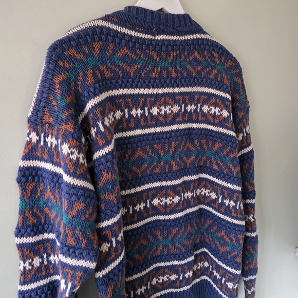 Honors M Vintage 90s Coogi Style Eclectic Grandpa Dadcore Chunky Knit Sweater - Picture 12 of 13